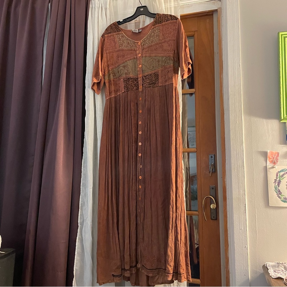 Vintage 90s M.P.H. Long Embroidered Gauzy Maxi Dress